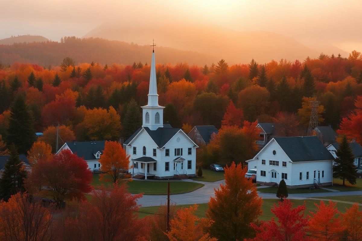 A small Vermont town common in autumn